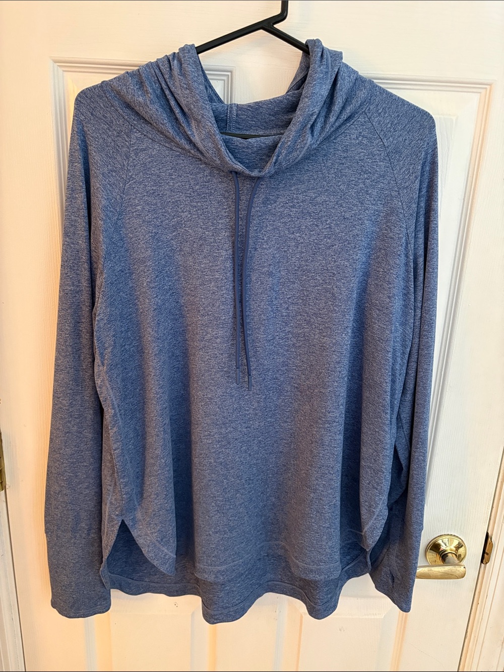 Athleta Heathered Slate Blue Cowl Neck Pullover Hoodie XL uptempo sweatshirt
